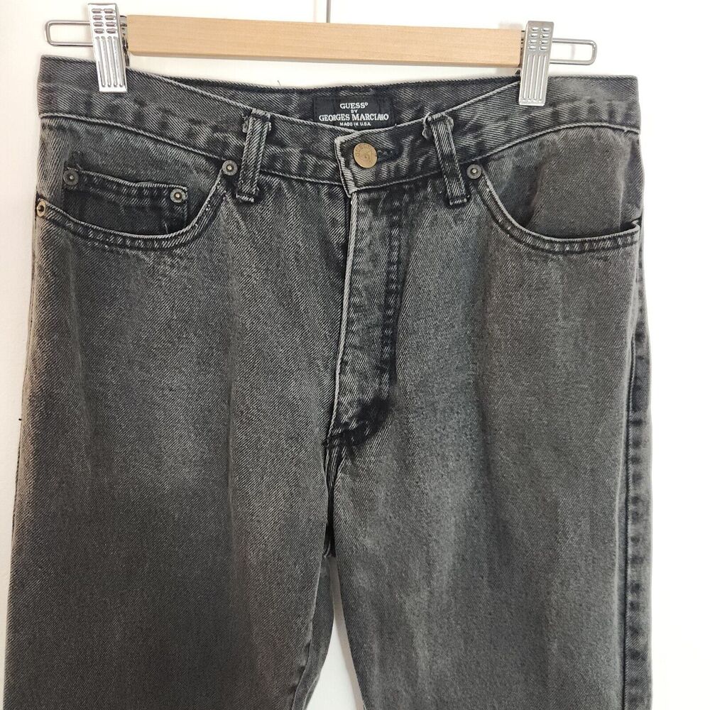 Vintage Guess Jeans Georges Marciano High Rise Slim Tapered Black Denim 30x32 - Picture 3 of 10